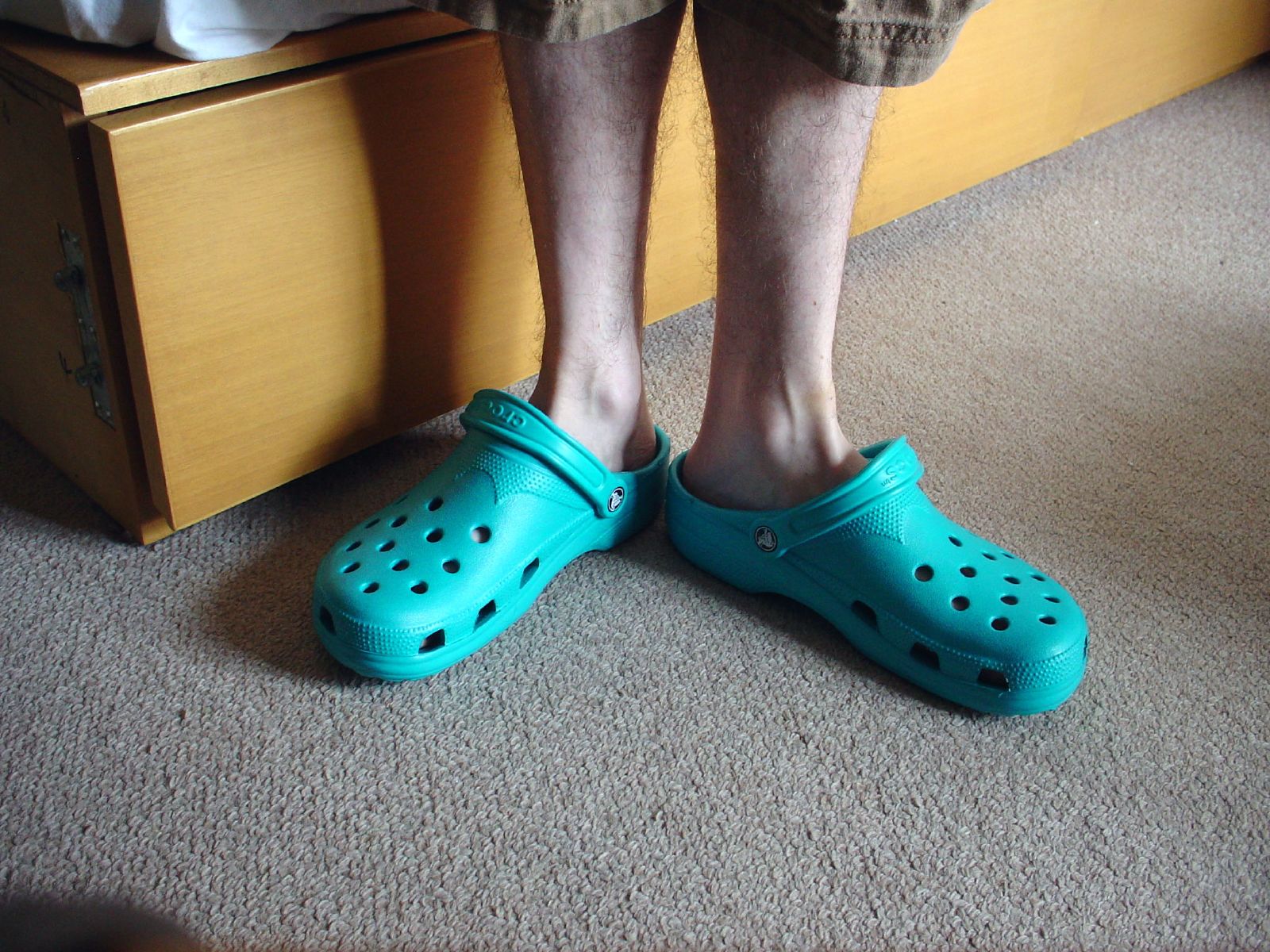 translucent crocs on feet