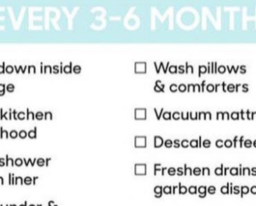 Here’s A Chart To Show You How Often You Need To Clean Everything In The Home