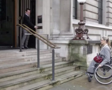 A Woman Couldn’t Get Up The Stairs In Her Wheelchair But Watch When He Presses A Button
